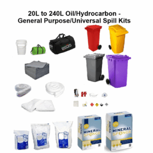 Oil/Hydrocarbon-General Purpose/Universal Spill Kits from 20L to 240L
