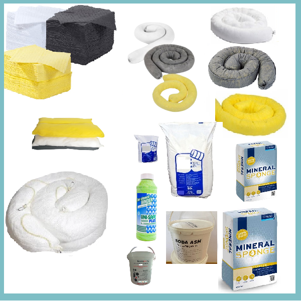 Absorbent Products Absorbent Pads, absorbent socks, absorbent pillows, floating oil booms, peat, mineral sponge